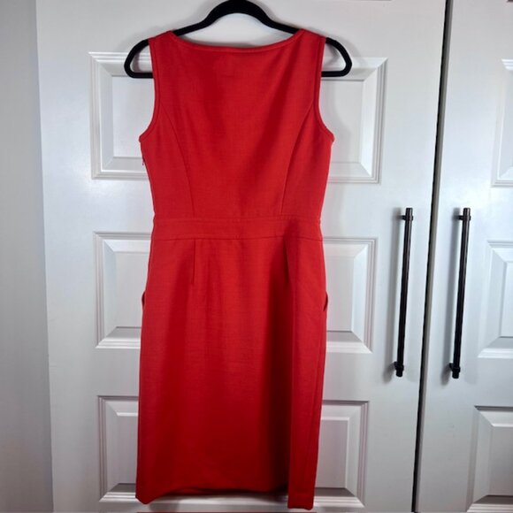 Tory Burch Red/Orange Zip Front Sleeveless Sheath Dress Wool Blend Size 4 - Picture 7 of 11